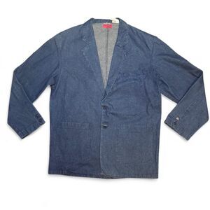 Carol’s Denim 3XL Denim Blazer Jacket Blue Cotton Button Front Plus Size